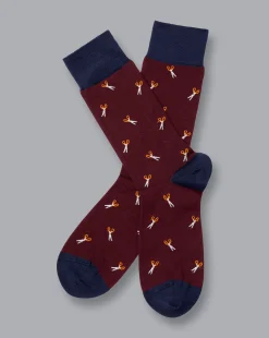 Accessories<Charles Tyrwhitt Cutting Corners Motif Socks - Burgundy Red