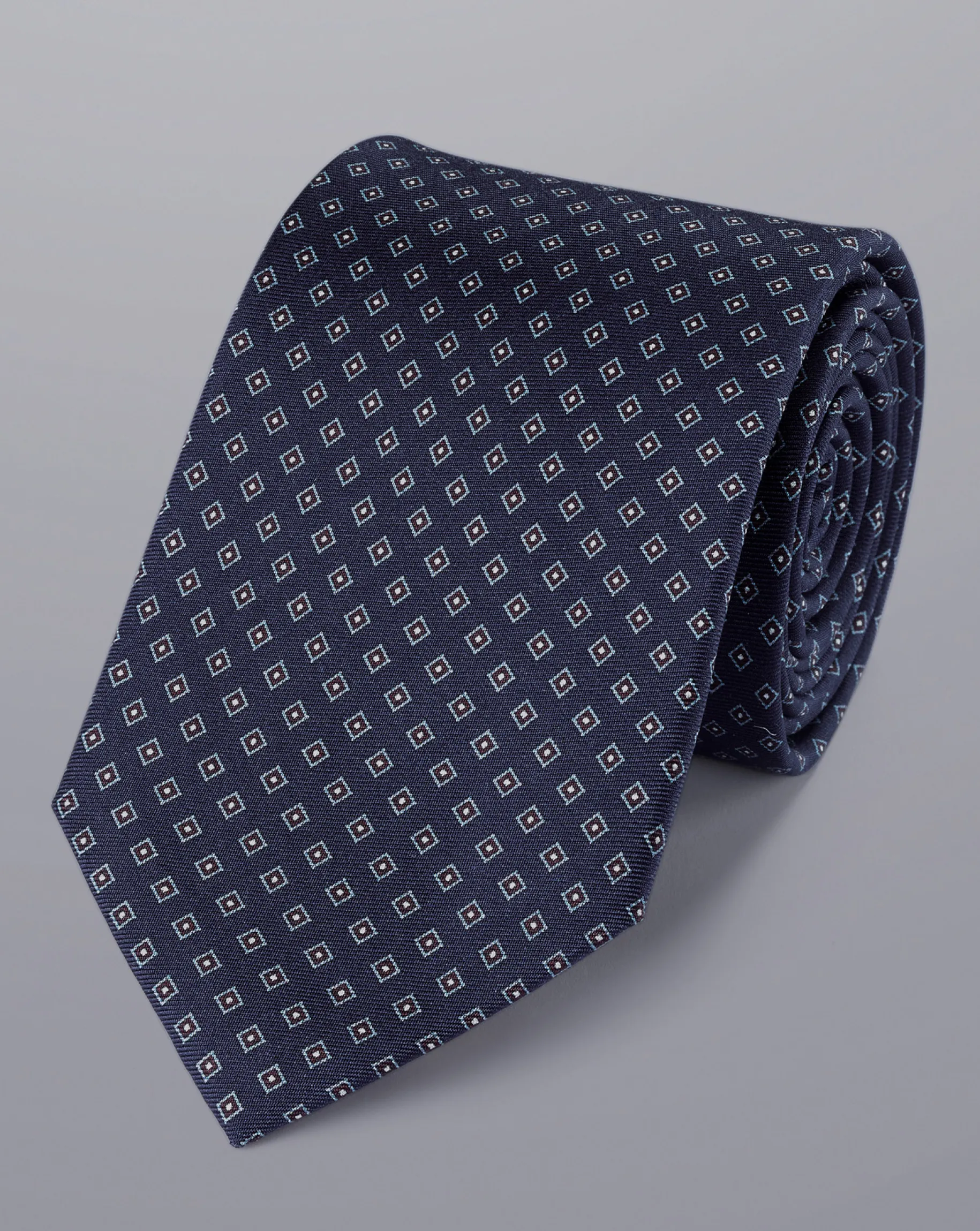 Ties & Bow-ties<Charles Tyrwhitt Diamond Print Silk Tie - Blue Royal