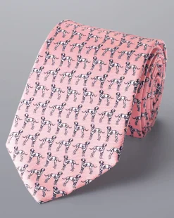 Accessories<Charles Tyrwhitt Dog With A Bone Print Silk Tie - Pink