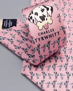 Accessories<Charles Tyrwhitt Dog With A Bone Print Silk Tie - Pink