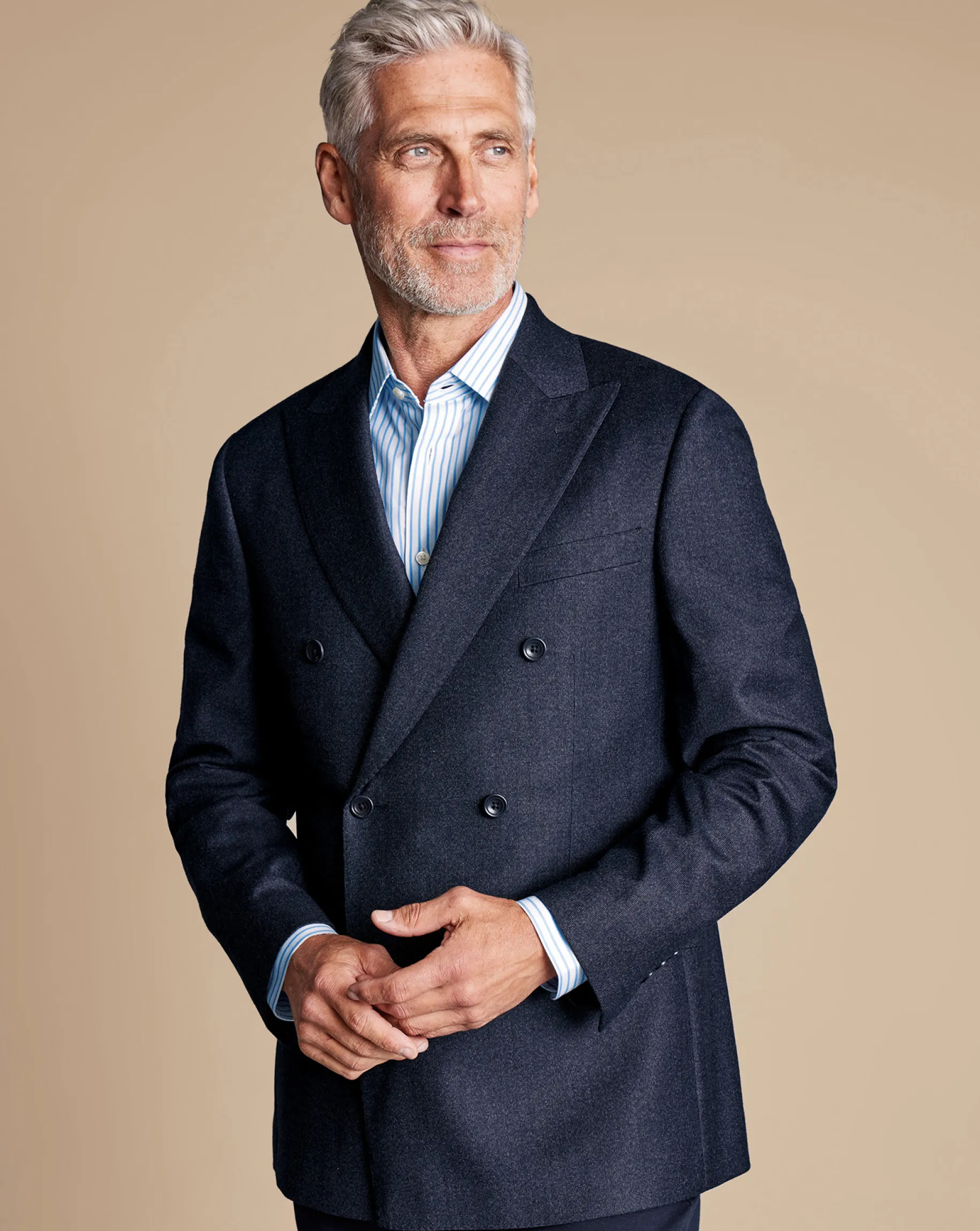 Suit Jackets<Charles Tyrwhitt Double Breasted Italian Pindot Suit Jacket - Denim Blue