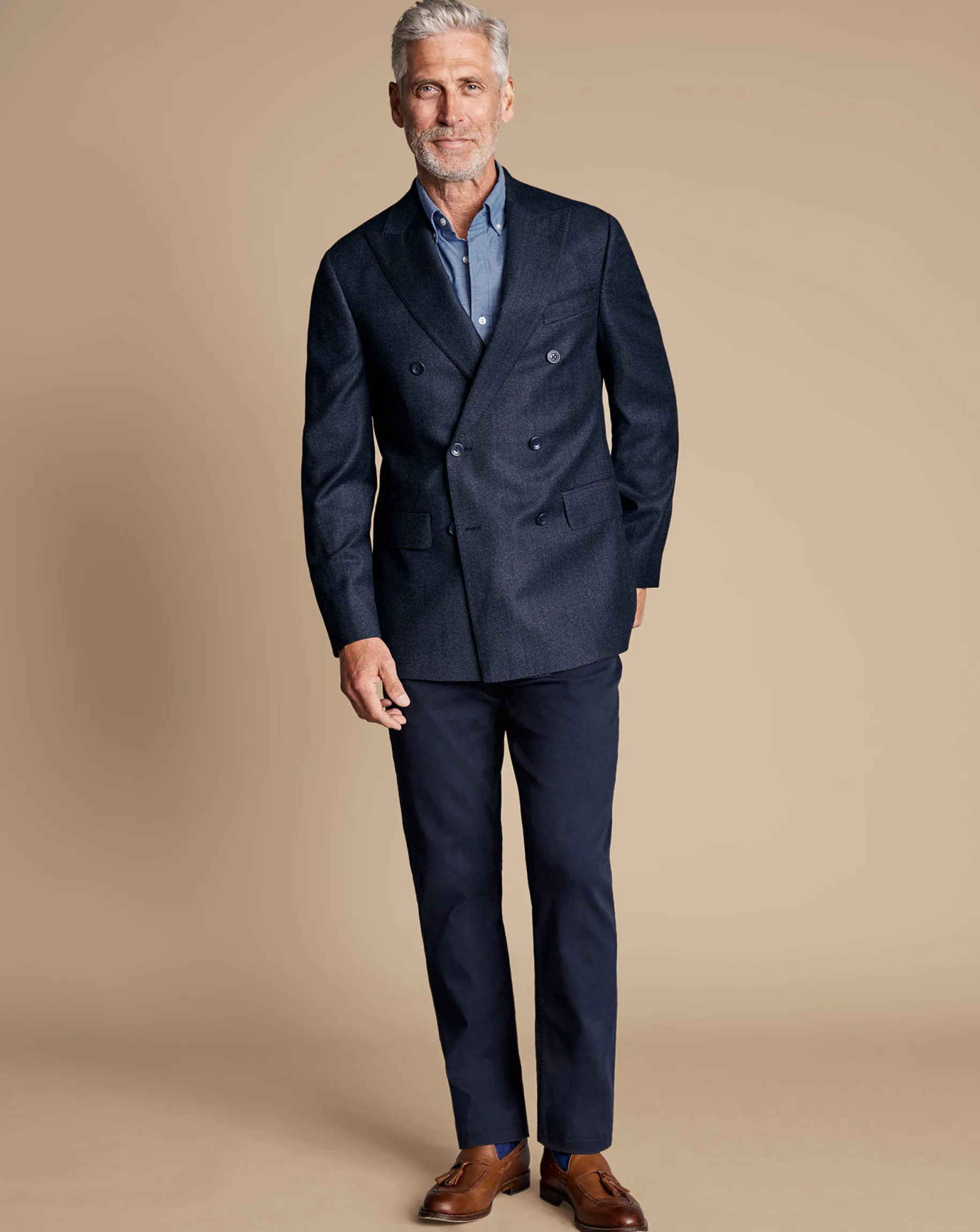 Suit Jackets<Charles Tyrwhitt Double Breasted Italian Pindot Suit Jacket - Denim Blue