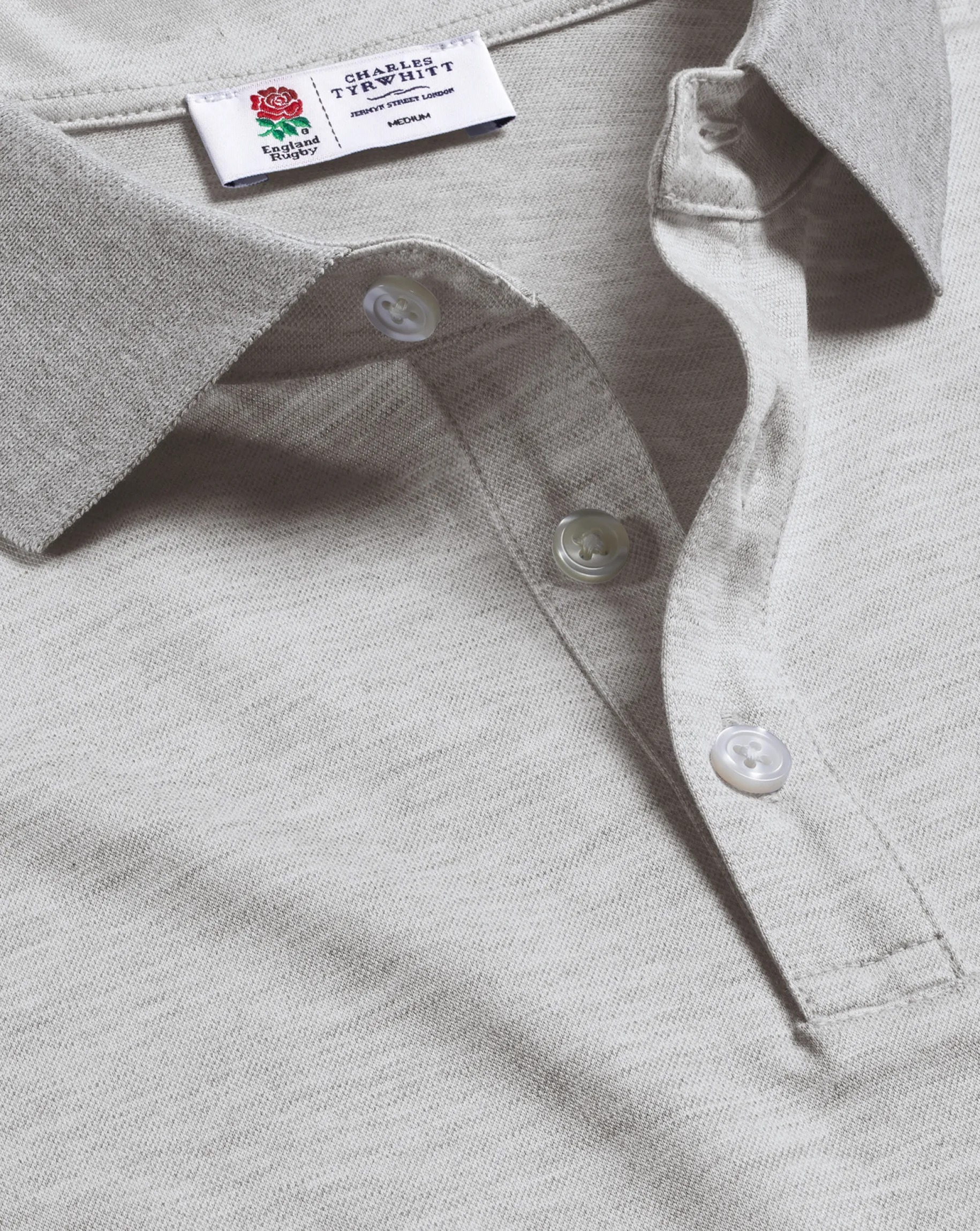 Shirt Sale|Polos<Charles Tyrwhitt England Rugby Birdseye Pique Polo - Grey