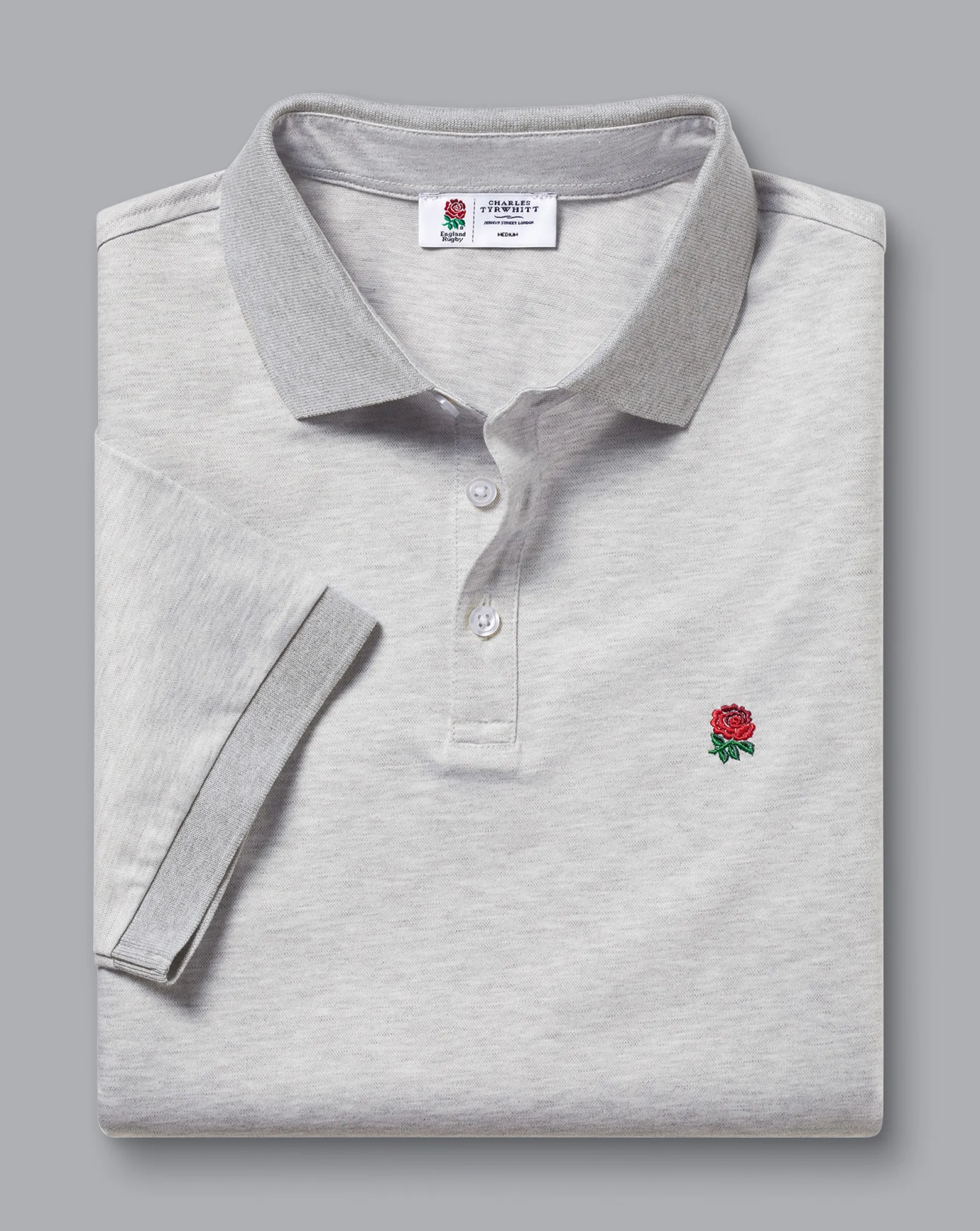 Shirt Sale|Polos<Charles Tyrwhitt England Rugby Birdseye Pique Polo - Grey
