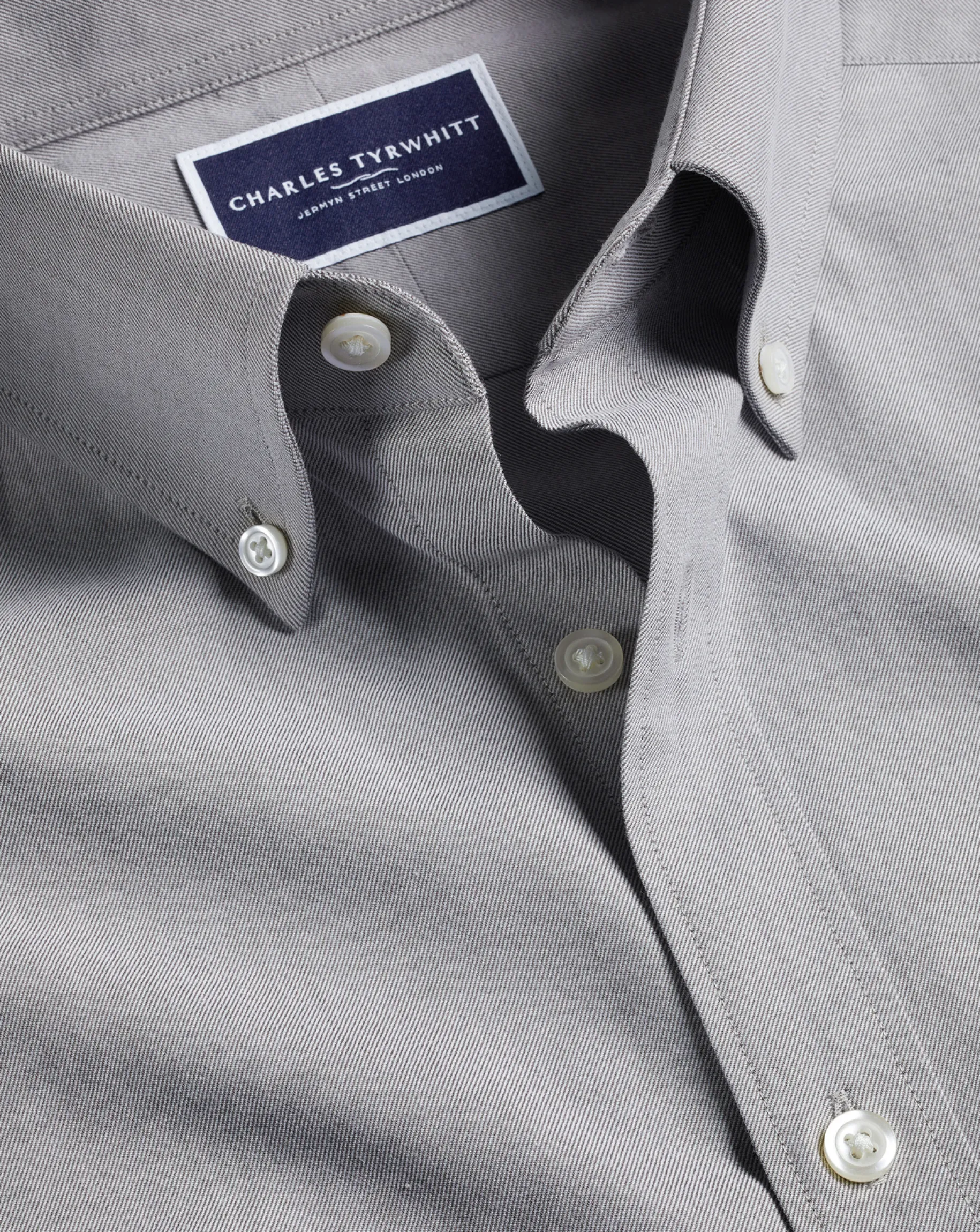 Shirt Sale|Casual Shirts<Charles Tyrwhitt England Rugby Button-Down Collar Brushed Cotton Twill Shirt - Light Grey