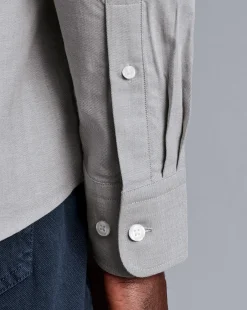 Shirt Sale|Casual Shirts<Charles Tyrwhitt England Rugby Button-Down Collar Brushed Cotton Twill Shirt - Light Grey