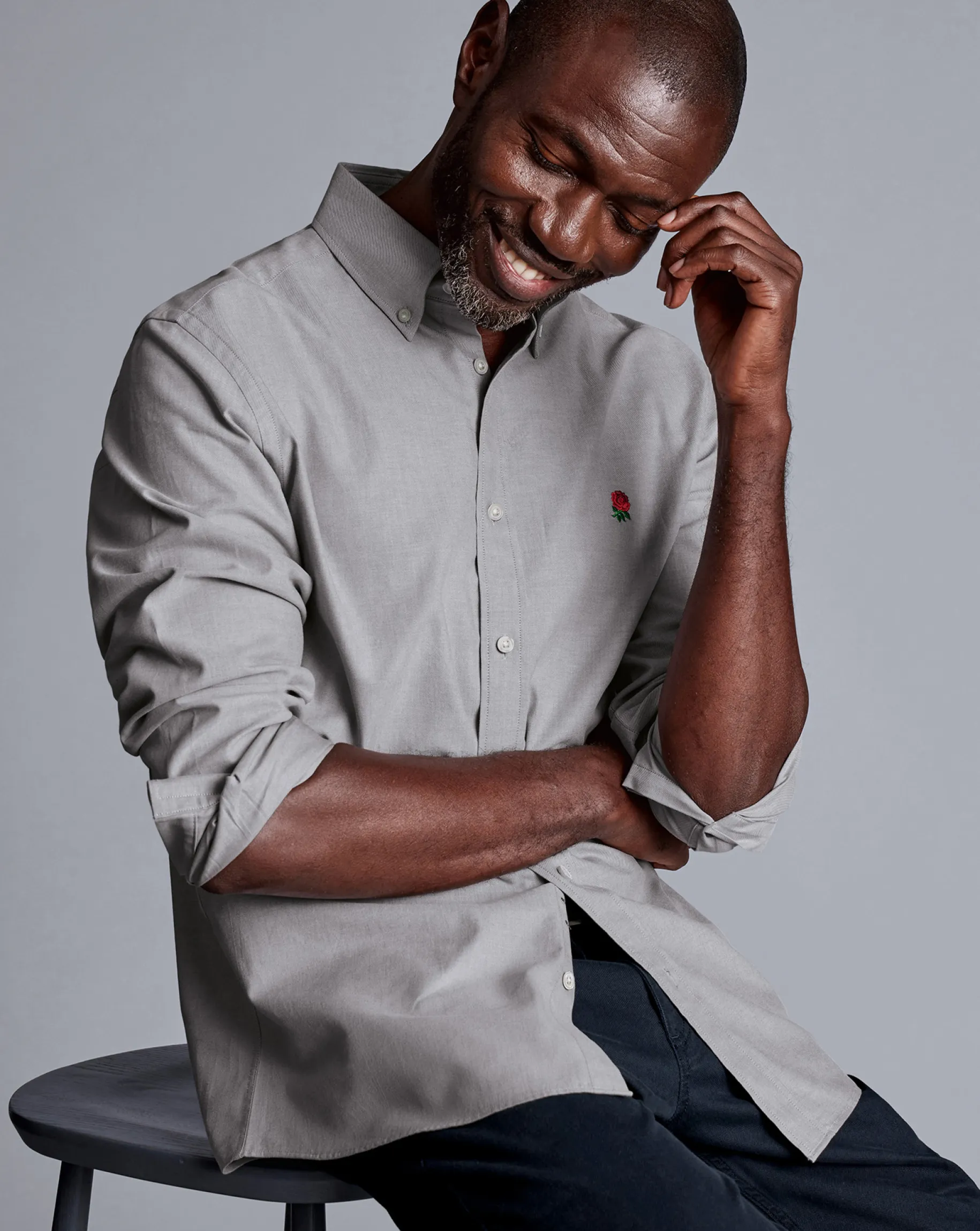 Shirt Sale|Casual Shirts<Charles Tyrwhitt England Rugby Button-Down Collar Brushed Cotton Twill Shirt - Light Grey