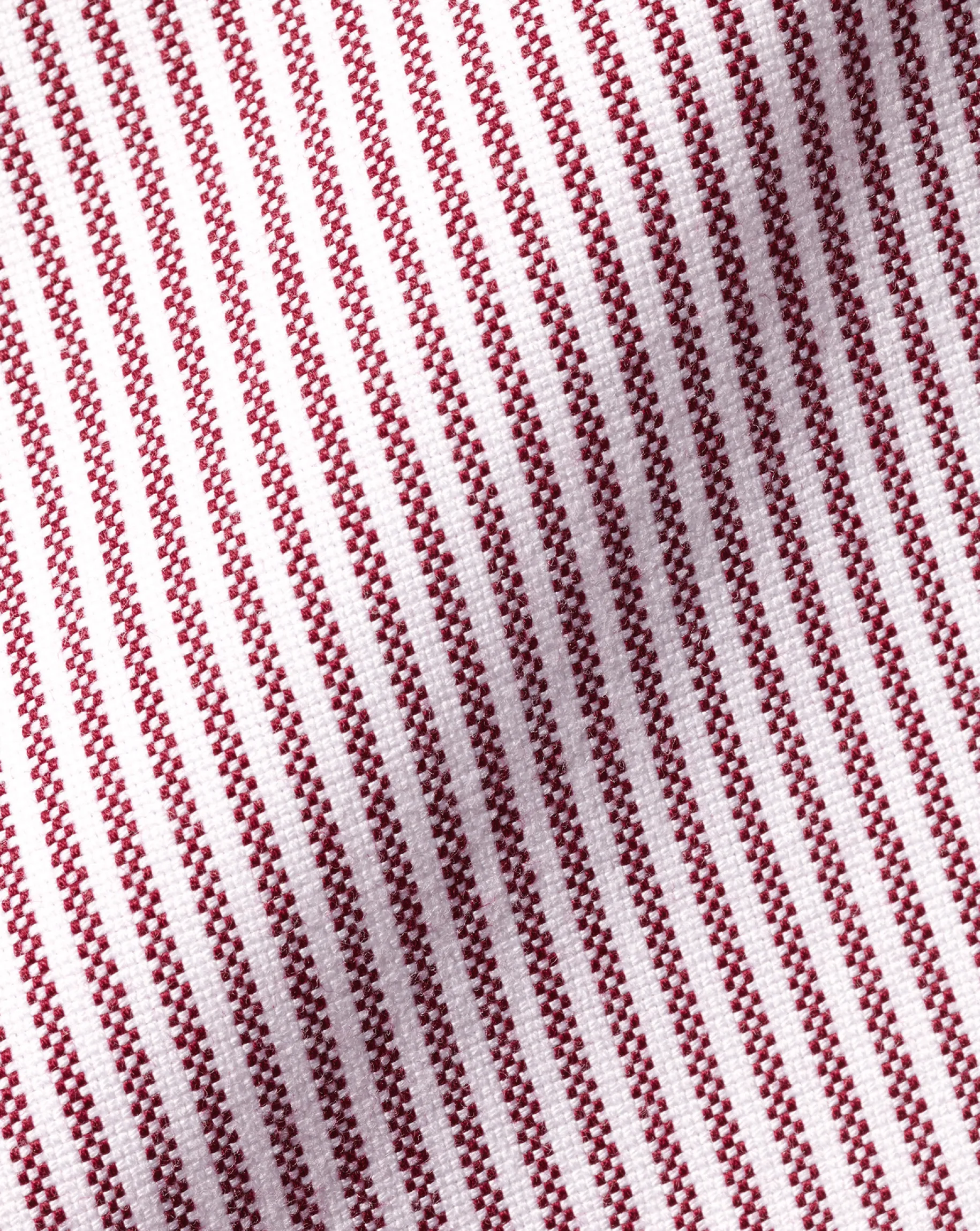 Casual Shirts|S<Charles Tyrwhitt England Rugby Button-Down Collar Washed Oxford Stripe Shirt - Wine Red