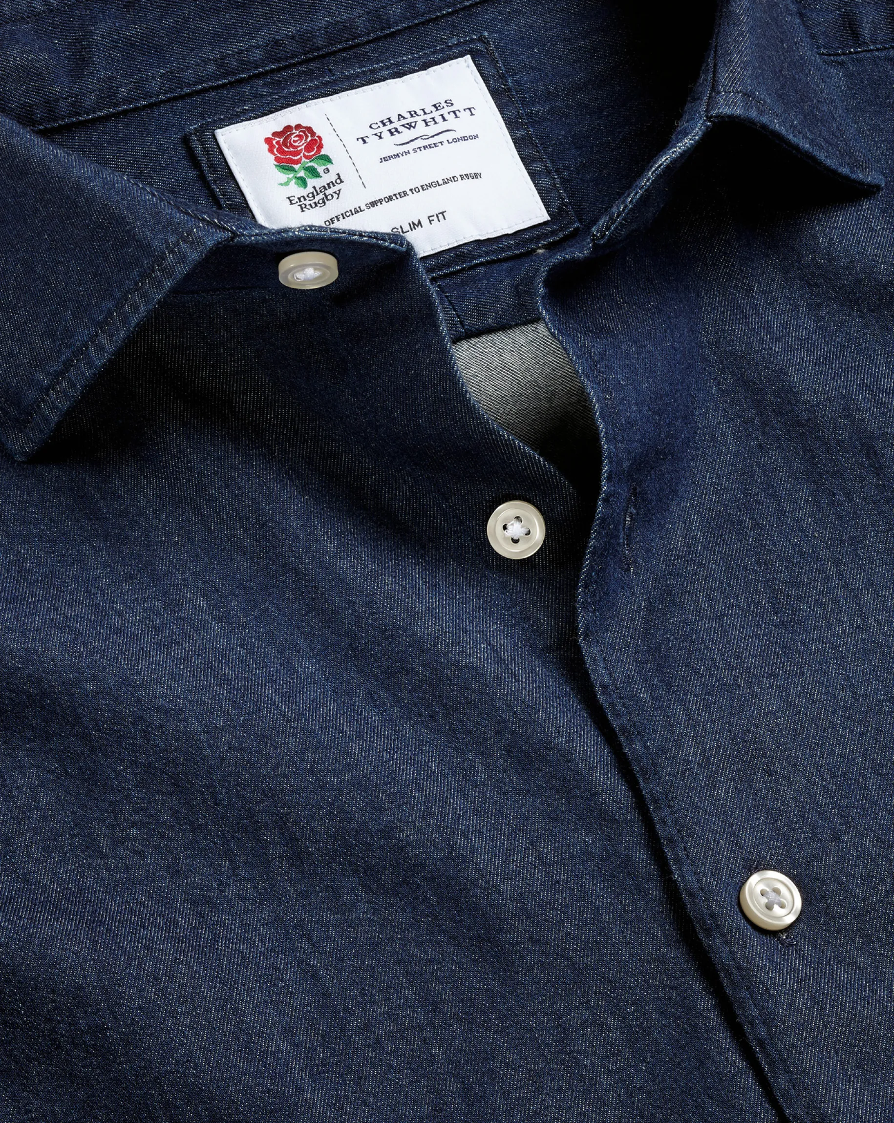 Business Casual Shirts|Casual Shirts<Charles Tyrwhitt England Rugby Denim Shirt - Denim Blue