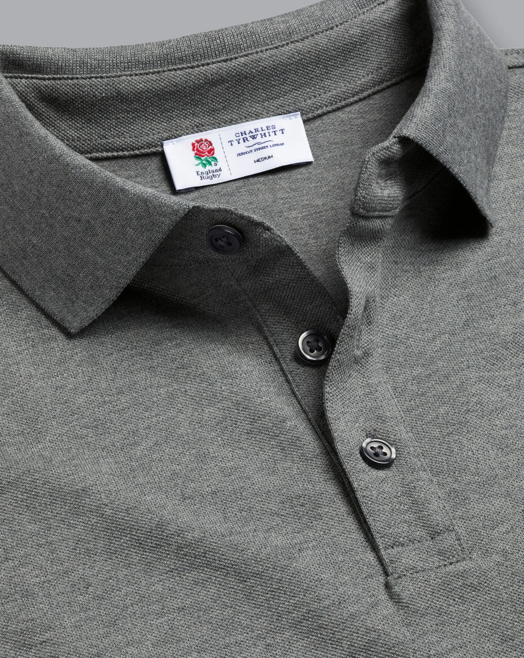 Shirt Sale|Polos<Charles Tyrwhitt England Rugby Pique Polo - Grey Marl