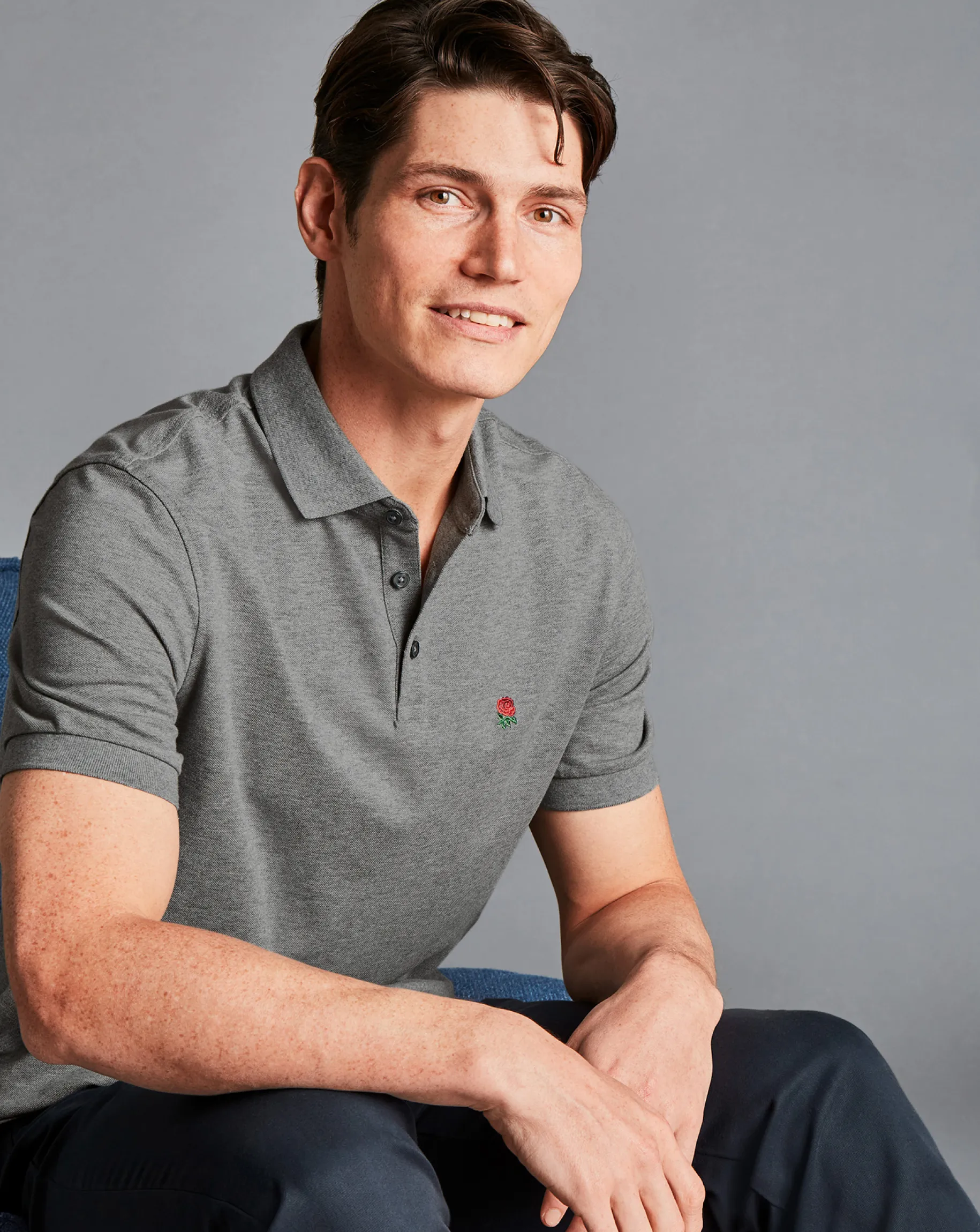 Shirt Sale|Polos<Charles Tyrwhitt England Rugby Pique Polo - Grey Marl