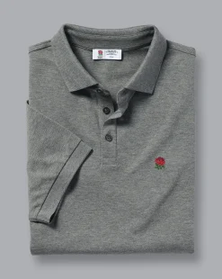 Shirt Sale|Polos<Charles Tyrwhitt England Rugby Pique Polo - Grey Marl