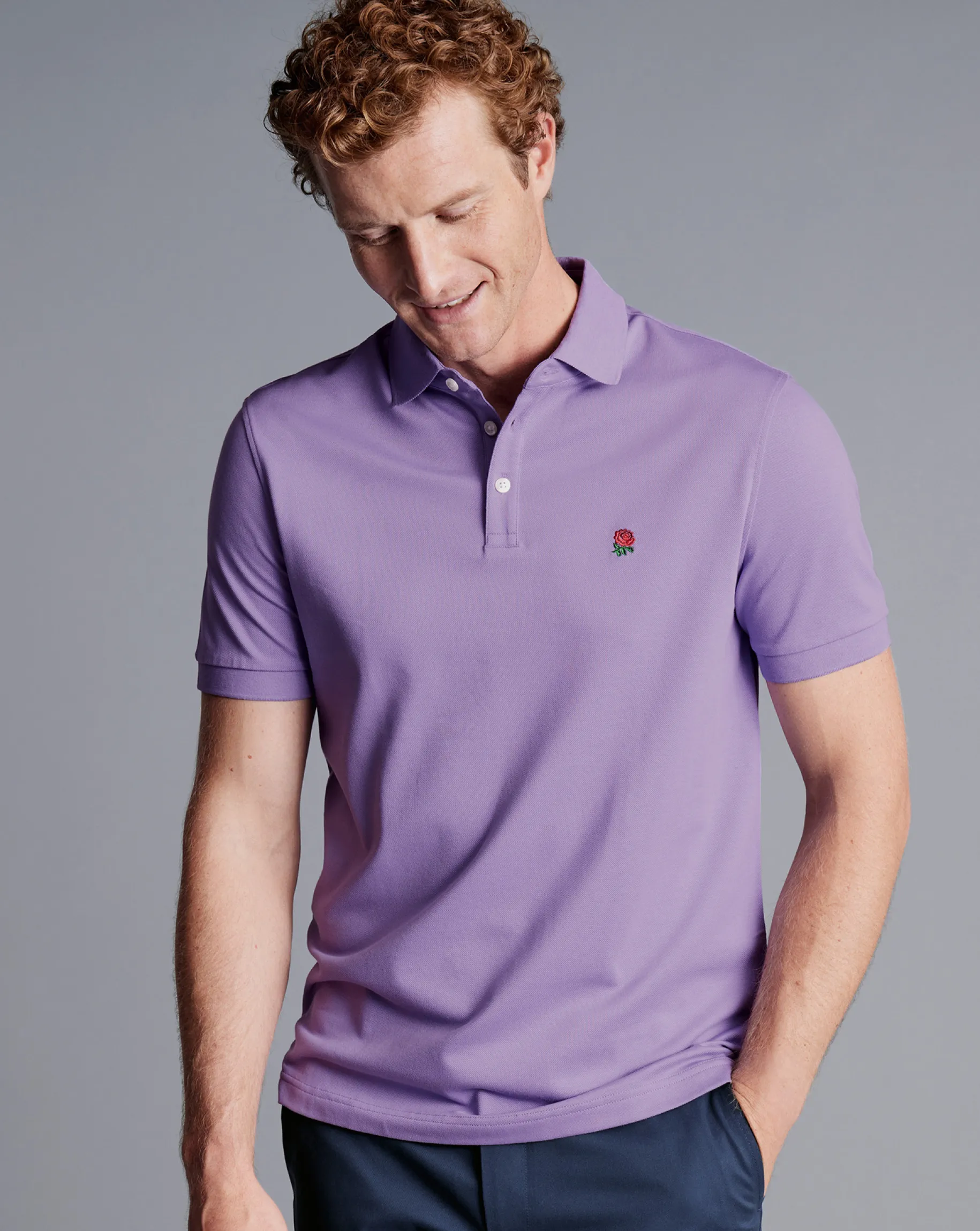 Shirt Sale|Polos<Charles Tyrwhitt England Rugby Pique Polo - Lilac Purple