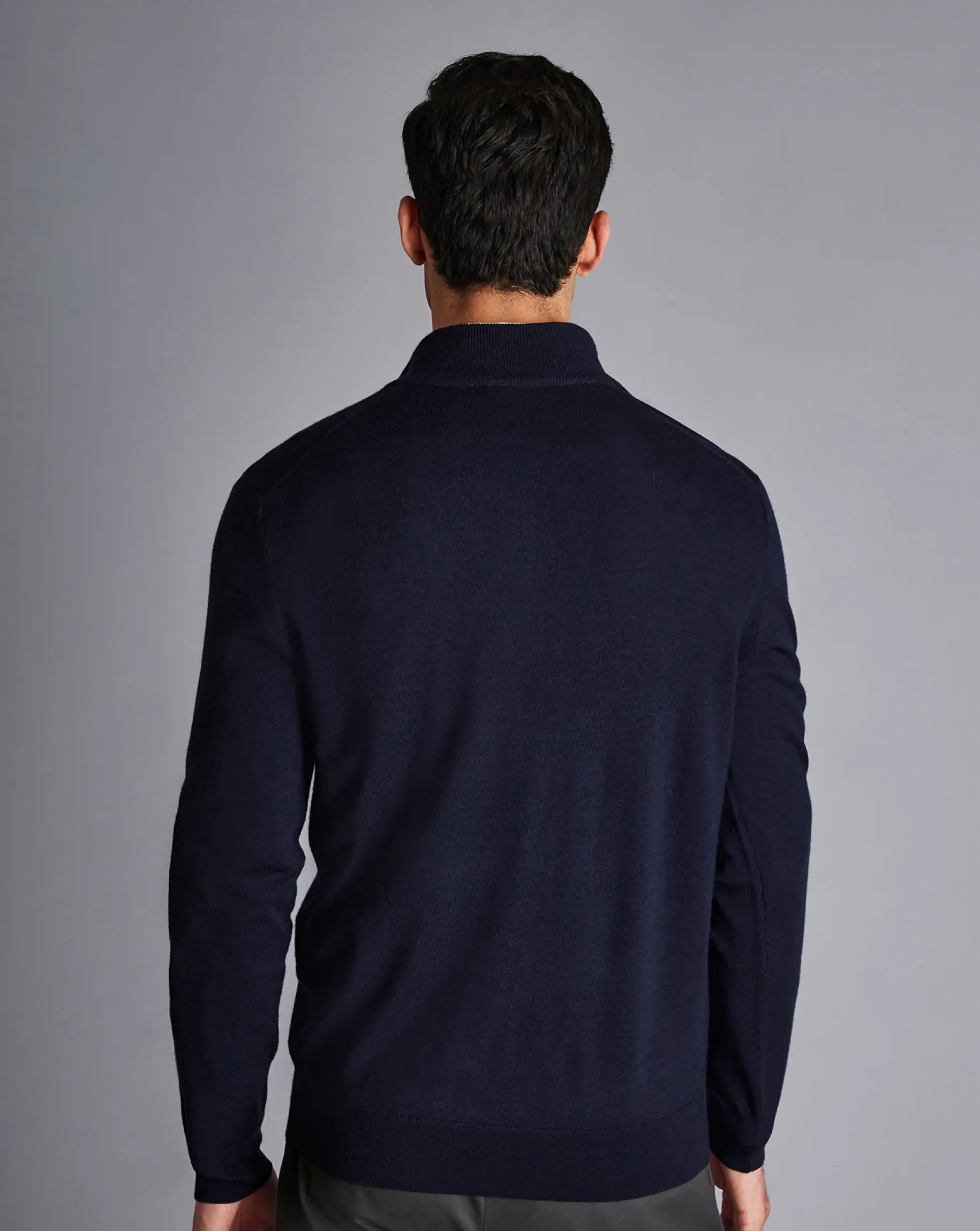 Quarter Zip Sweaters|Sweaters<Charles Tyrwhitt England Rugby Red Rose Merino Quarter Zip Sweater - Navy