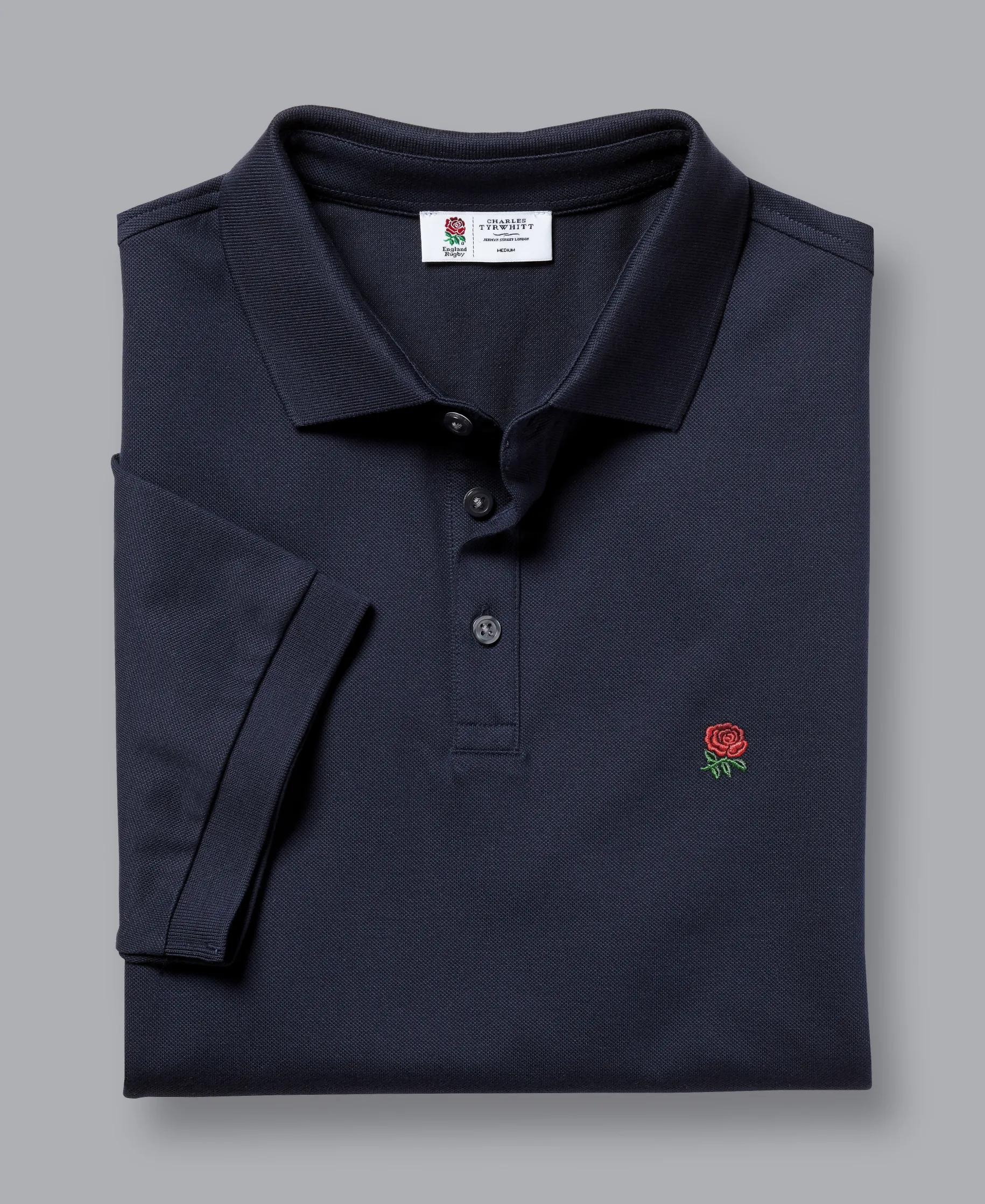 Blue Shirts|Blue<Charles Tyrwhitt England Rugby Red Rose Pique Polo - Navy