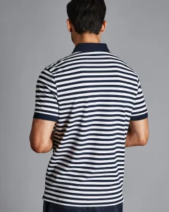 Blue Shirts|Blue<Charles Tyrwhitt England Rugby Stripe Pique Polo - Navy & White Navy and White