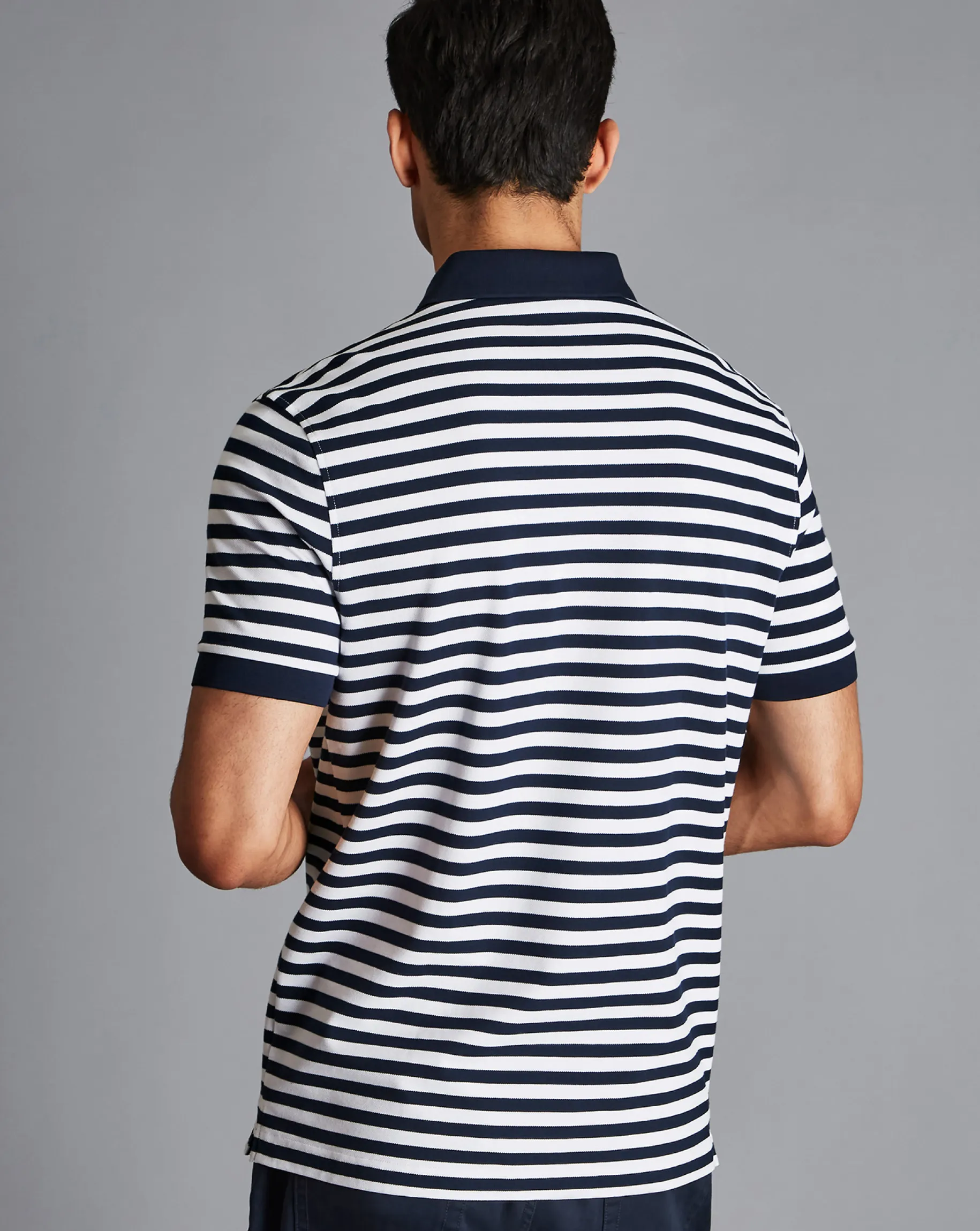 Blue Shirts|Blue<Charles Tyrwhitt England Rugby Stripe Pique Polo - Navy & White Navy and White
