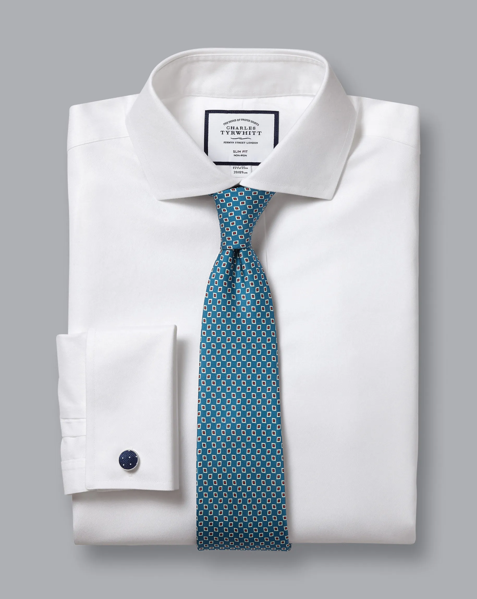 Dress Shirts|White Shirts<Charles Tyrwhitt Extreme Spread Collar Non-Iron Twill Shirt - White