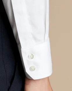 Dress Shirts|White Shirts<Charles Tyrwhitt Extreme Spread Collar Non-Iron Twill Shirt - White