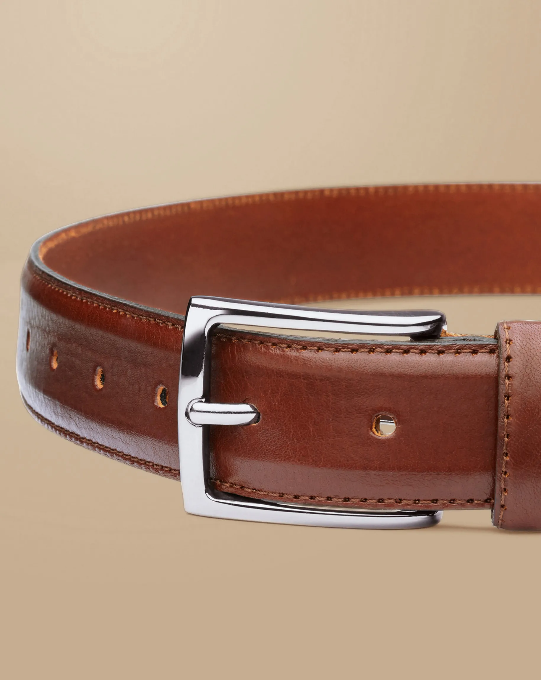 Belts & Suspenders|Leather Goods<Charles Tyrwhitt Formal Leather Belt - Dark Tan