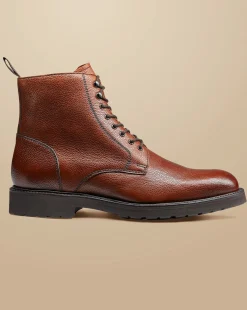 Boots|Brown Shoes<Charles Tyrwhitt Grain Leather Boots - Chestnut Brown