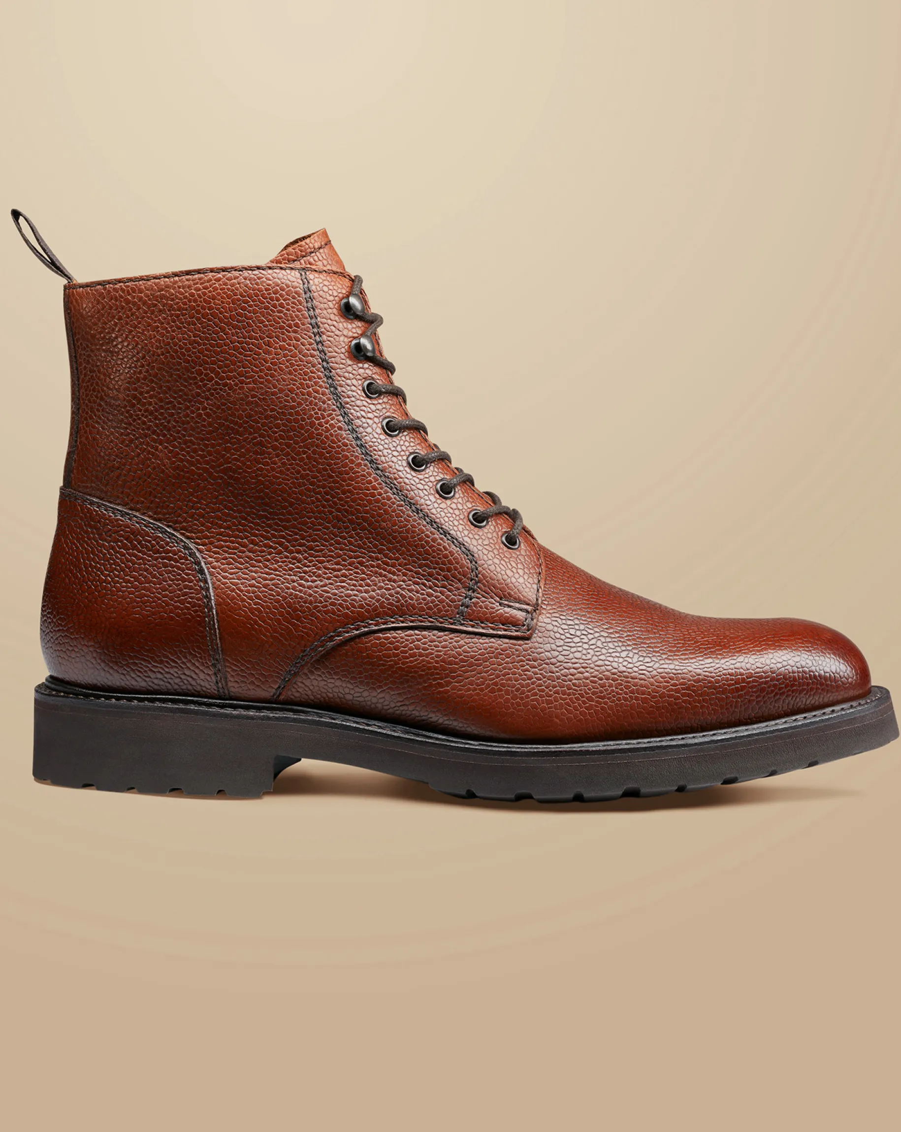 Boots|Brown Shoes<Charles Tyrwhitt Grain Leather Boots - Chestnut Brown