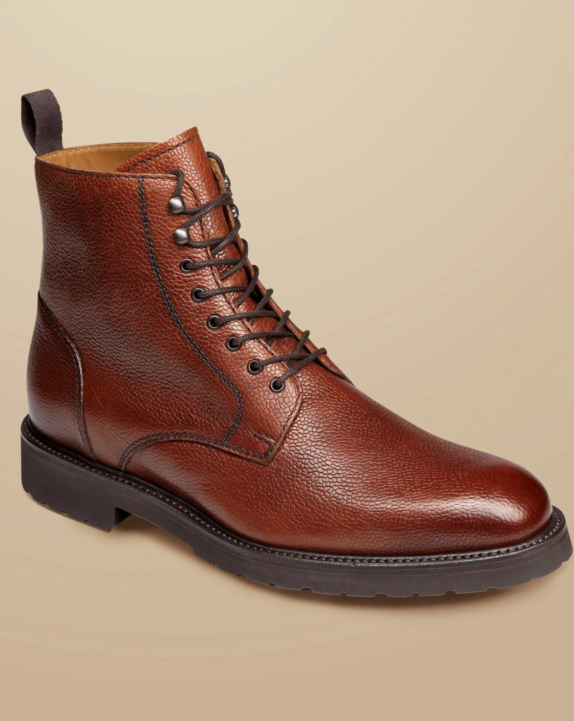 Boots|Brown Shoes<Charles Tyrwhitt Grain Leather Boots - Chestnut Brown