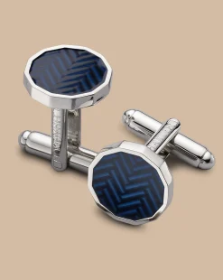Cufflinks<Charles Tyrwhitt Herringbone Enamel Cufflink - Navy