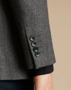 Blazers<Charles Tyrwhitt Herringbone Wool Texture Jacket - Dark Grey