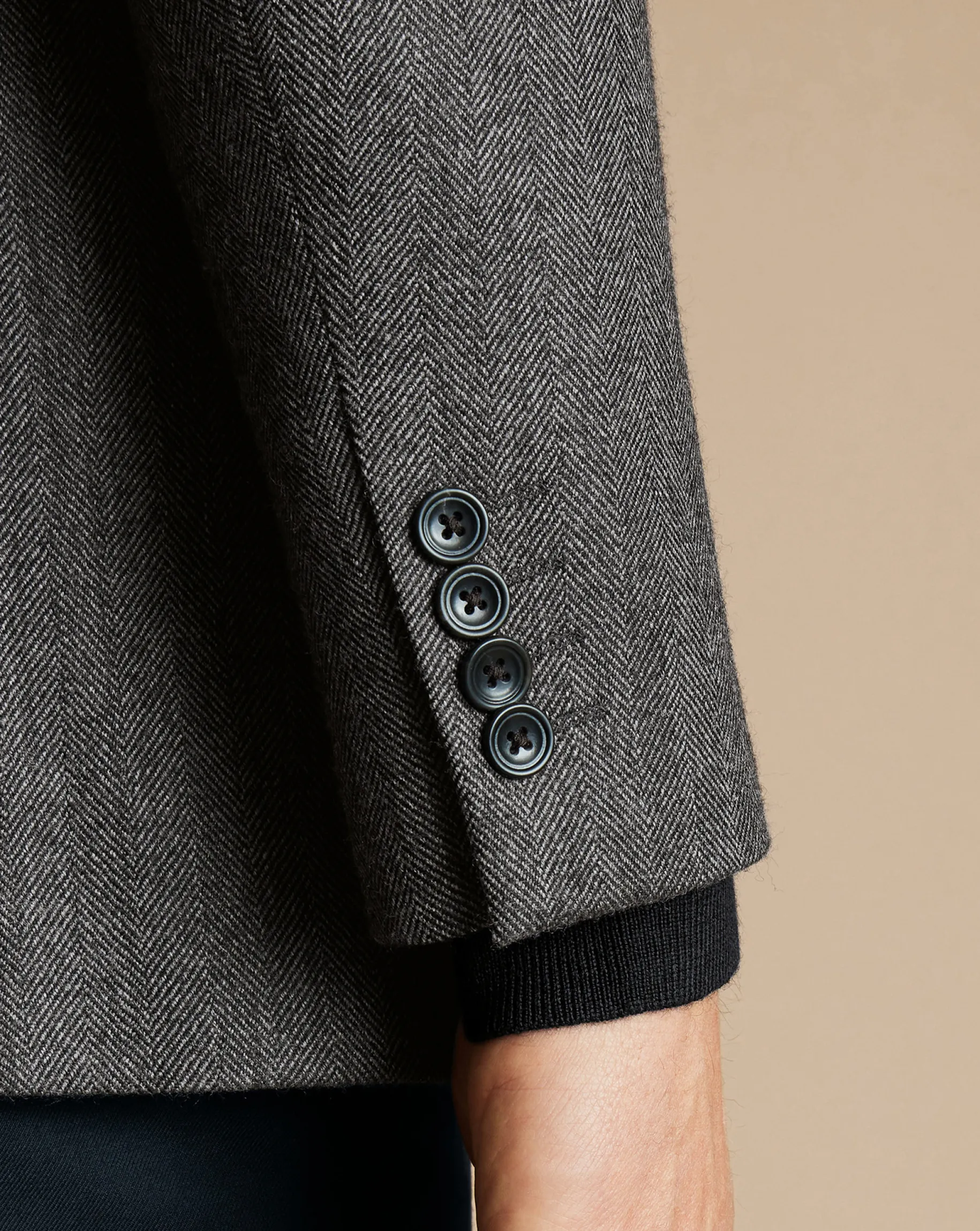 Blazers<Charles Tyrwhitt Herringbone Wool Texture Jacket - Dark Grey