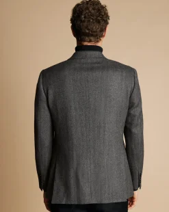 Blazers<Charles Tyrwhitt Herringbone Wool Texture Jacket - Dark Grey