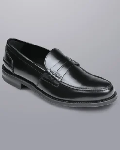 Loafers|Black Shoes<Charles Tyrwhitt High Shine Leather Penny Loafers - Black