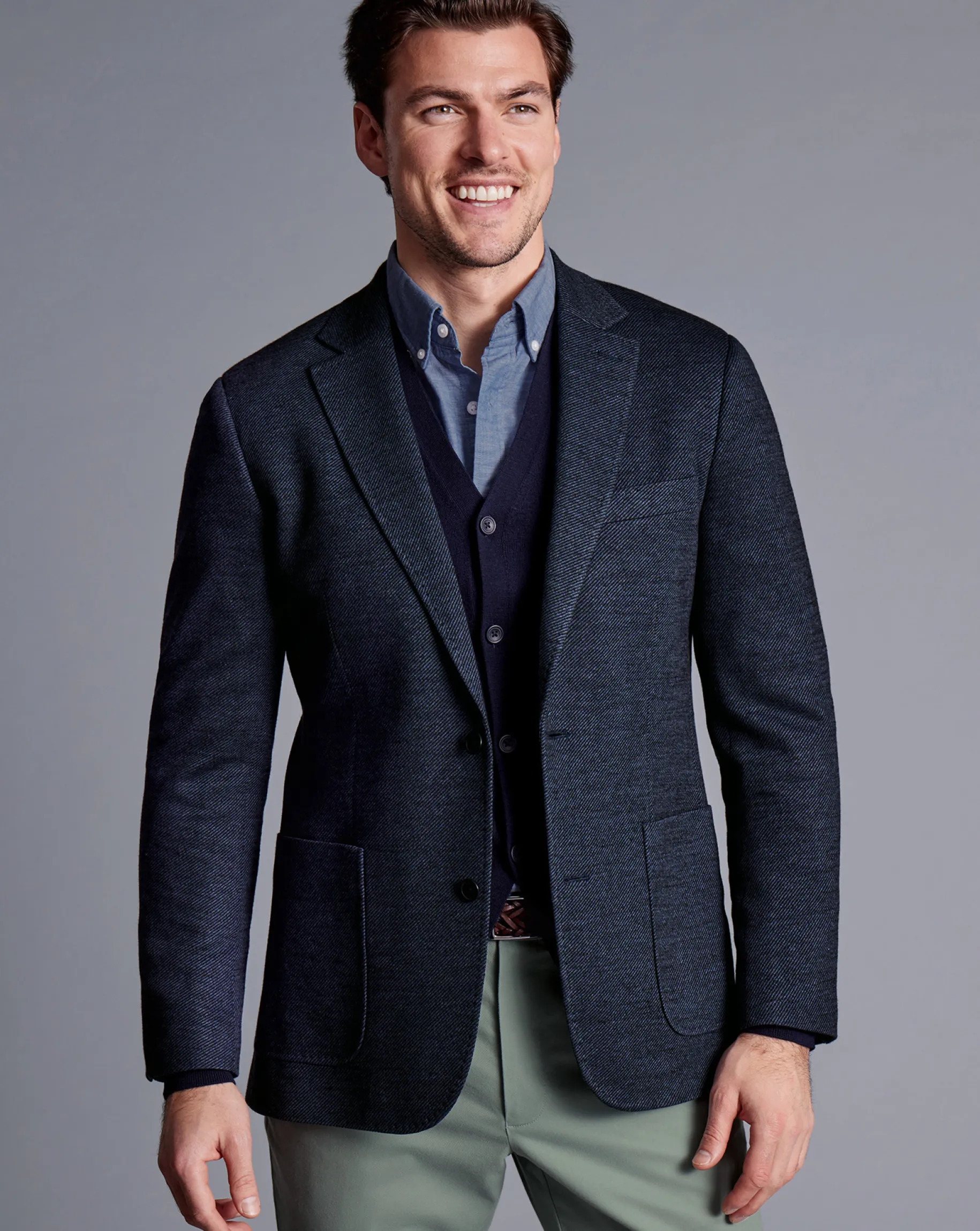 Coats & Jackets|Blazers<Charles Tyrwhitt Italian Jersey Jacket - Denim Blue