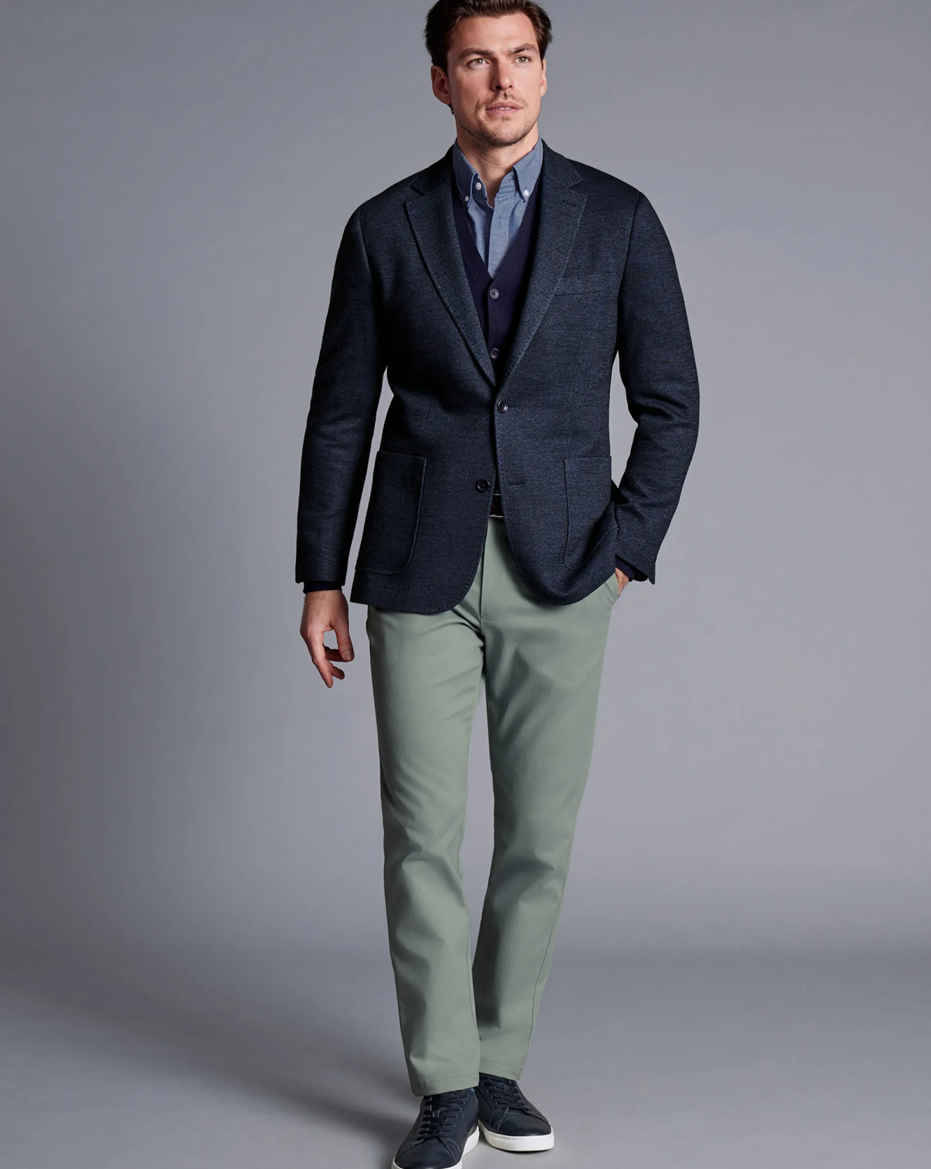 Coats & Jackets|Blazers<Charles Tyrwhitt Italian Jersey Jacket - Denim Blue