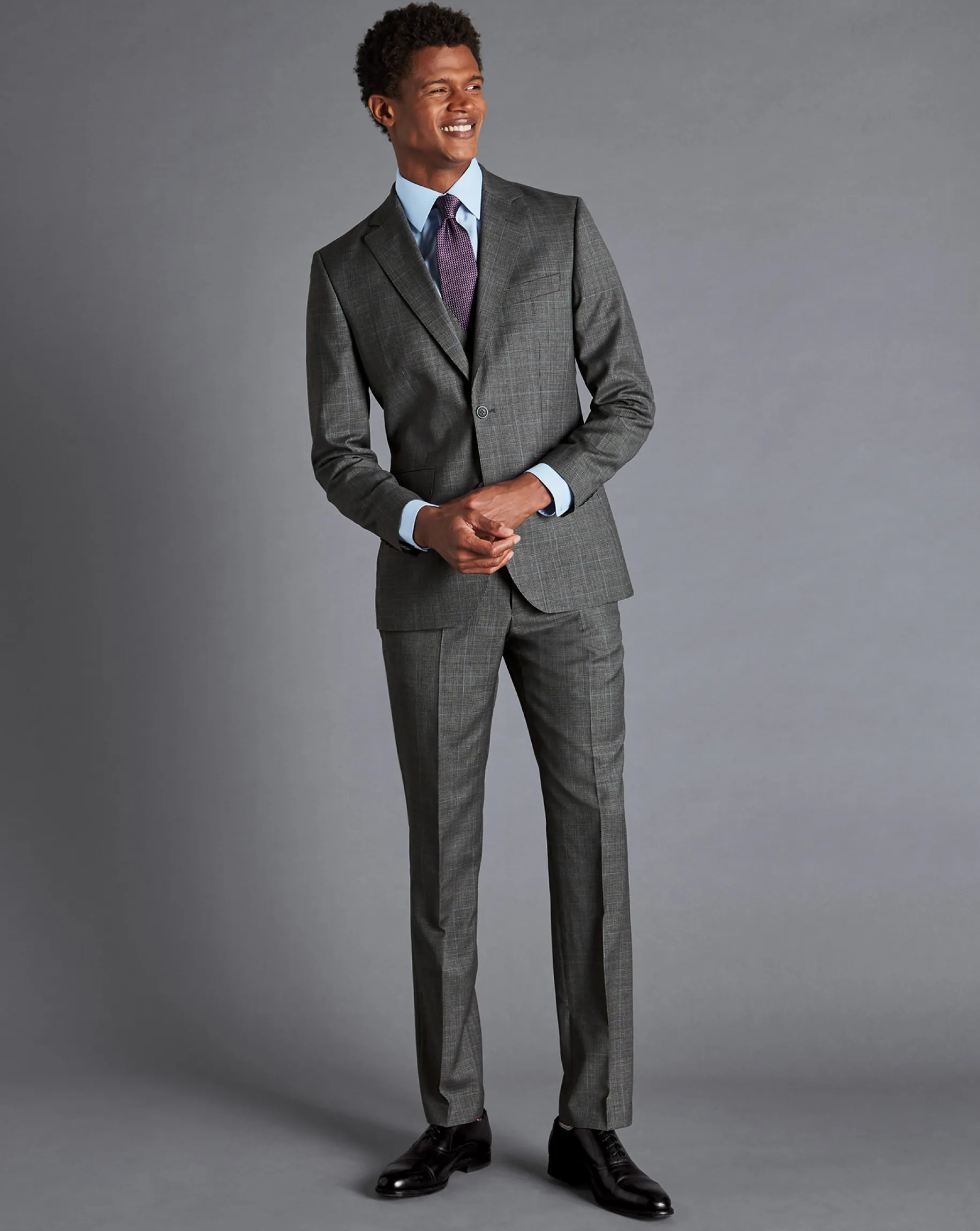 Suit Pants|Pants & Shorts<Charles Tyrwhitt Italian Luxury Prince of Wales Check Suit Pants - Grey