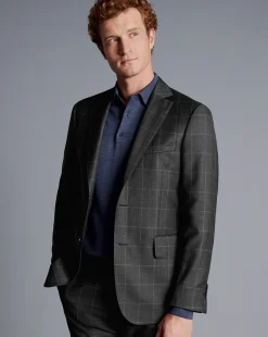 Suit Jackets|Blazers<Charles Tyrwhitt Italian Luxury Windowpane Suit Jacket - Grey