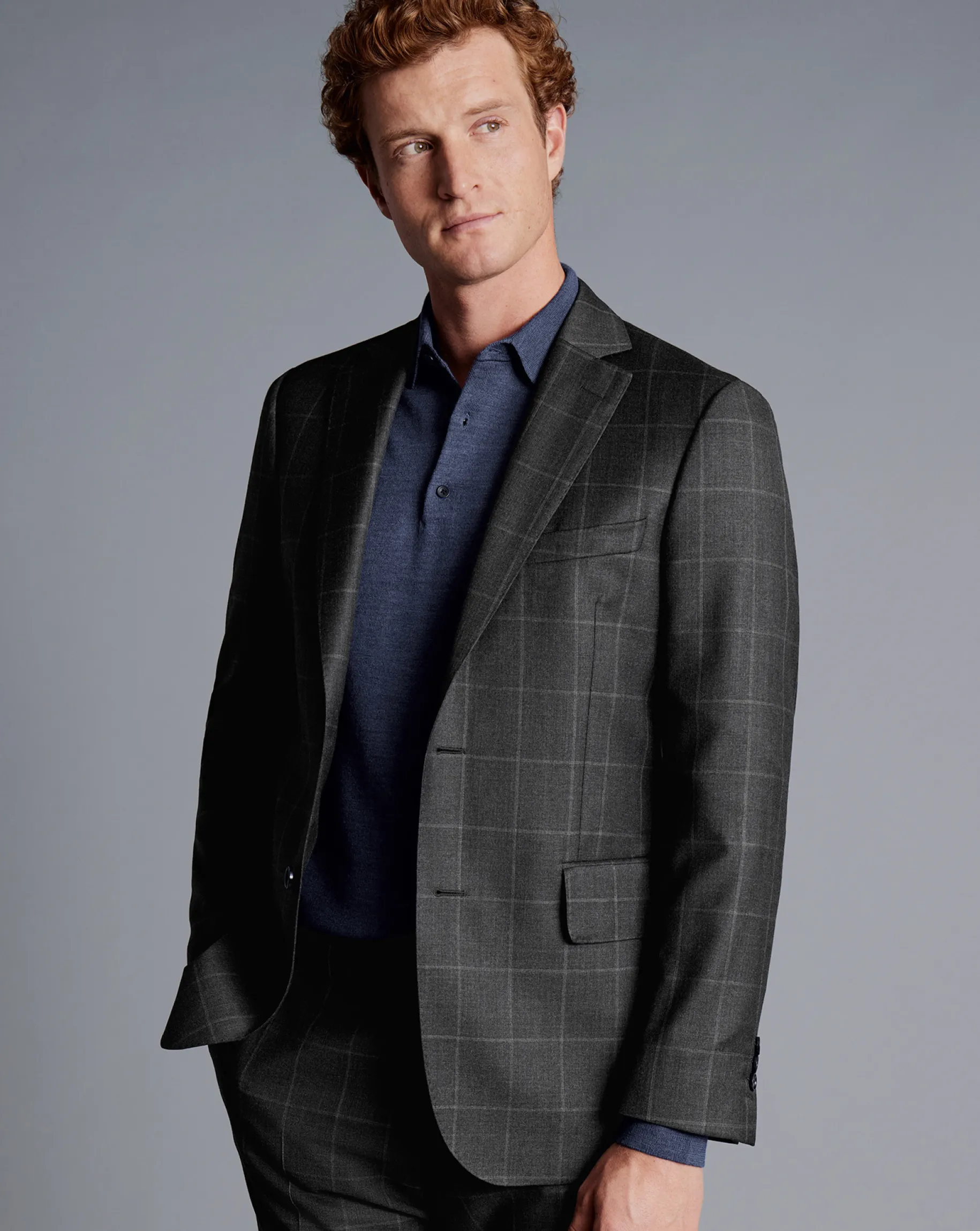 Suit Jackets|Blazers<Charles Tyrwhitt Italian Luxury Windowpane Suit Jacket - Grey