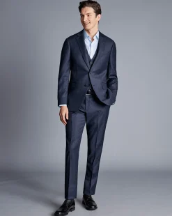 Vests<Charles Tyrwhitt Italian Pindot Suit Vest - Denim Blue