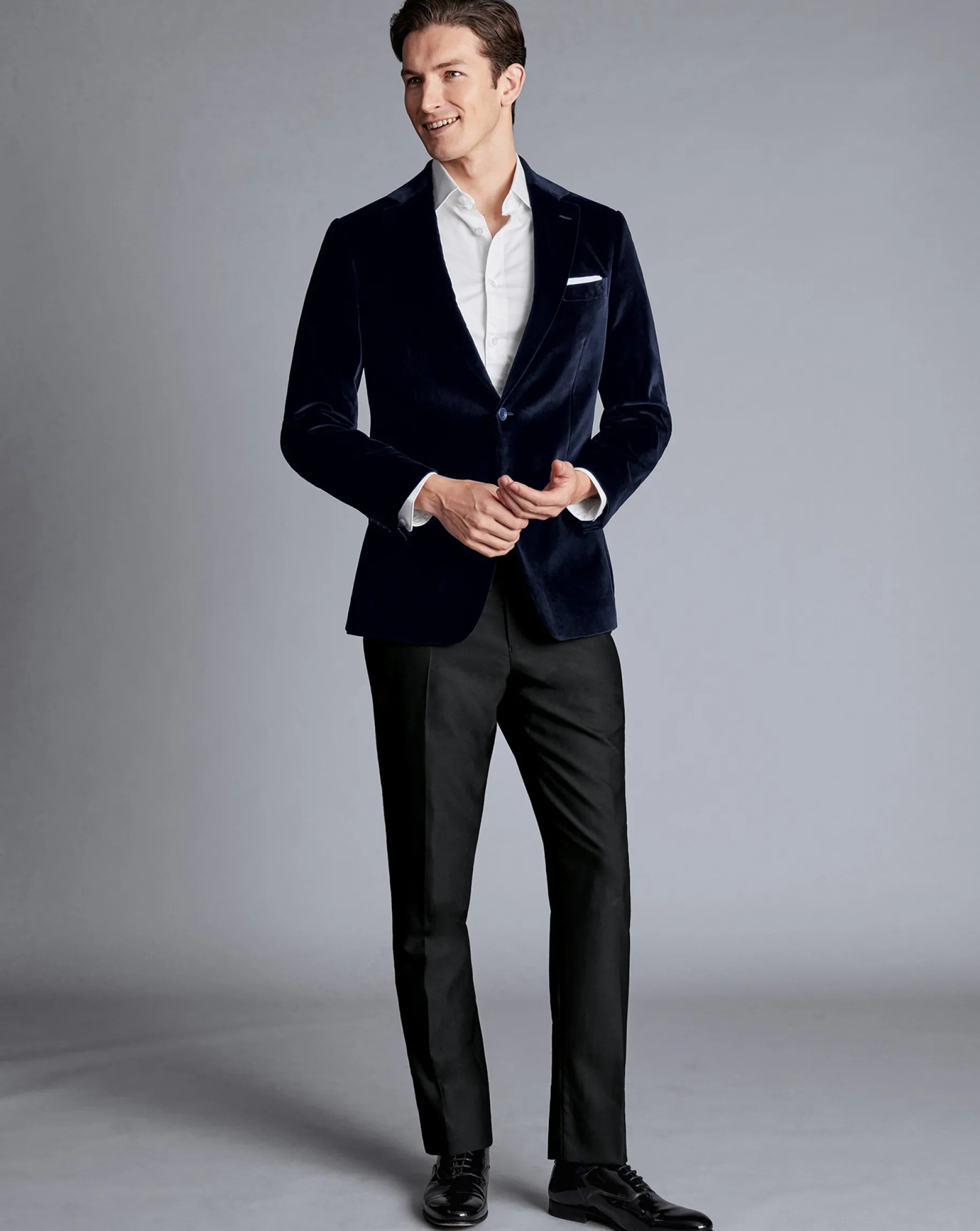 Black Tie|Wedding<Charles Tyrwhitt Italian Velvet Jacket - Navy