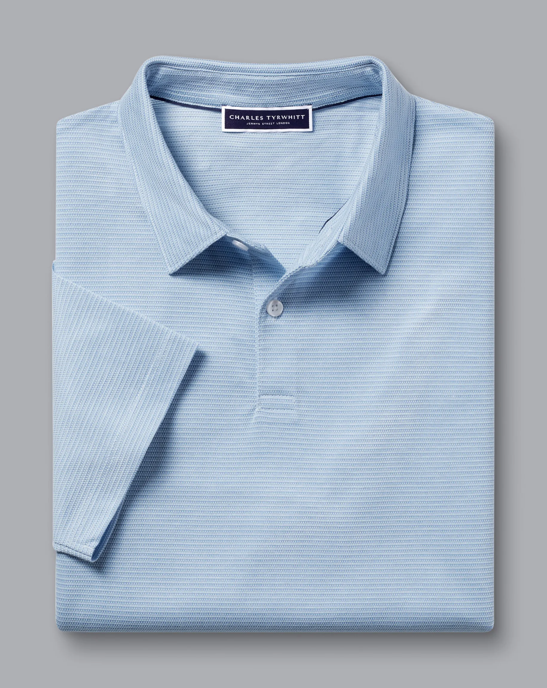Shirt Sale|Polos<Charles Tyrwhitt Jacquard Polo - Cornflower Blue