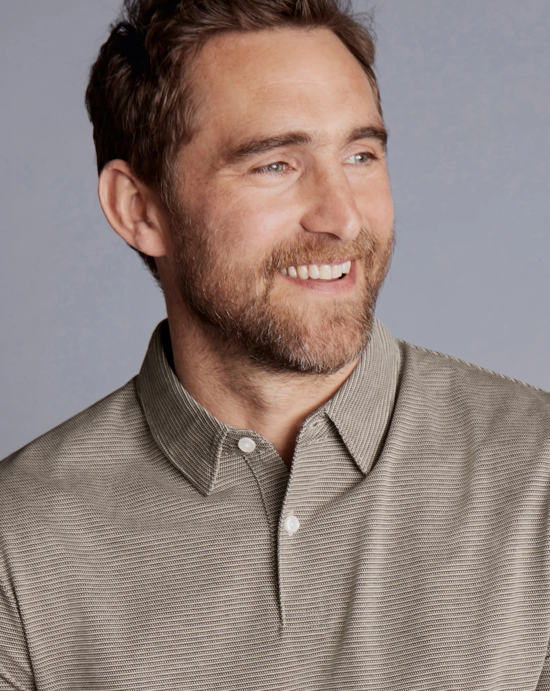 Shirt Sale|Polos<Charles Tyrwhitt Jacquard Polo - Mocha