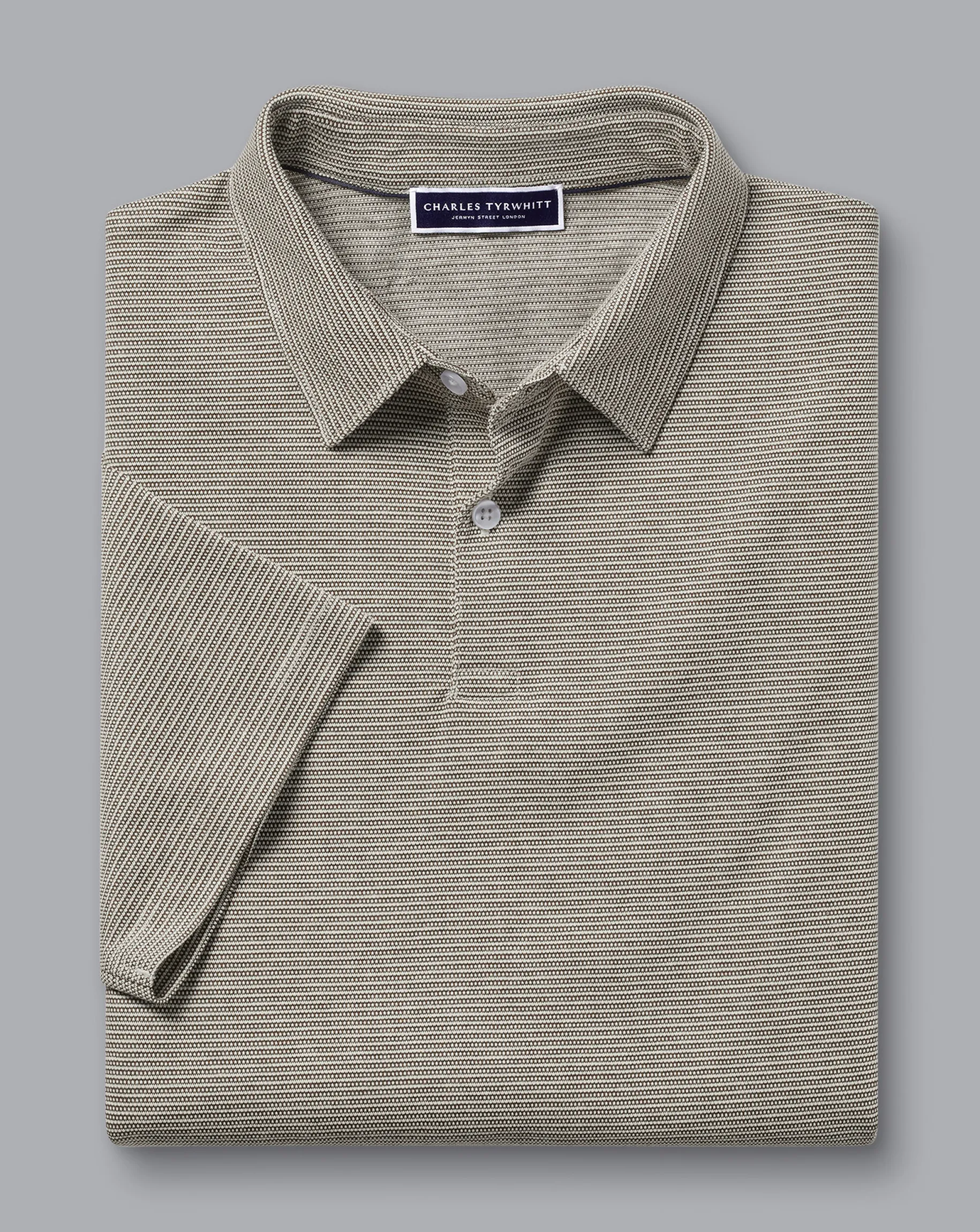 Shirt Sale|Polos<Charles Tyrwhitt Jacquard Polo - Mocha