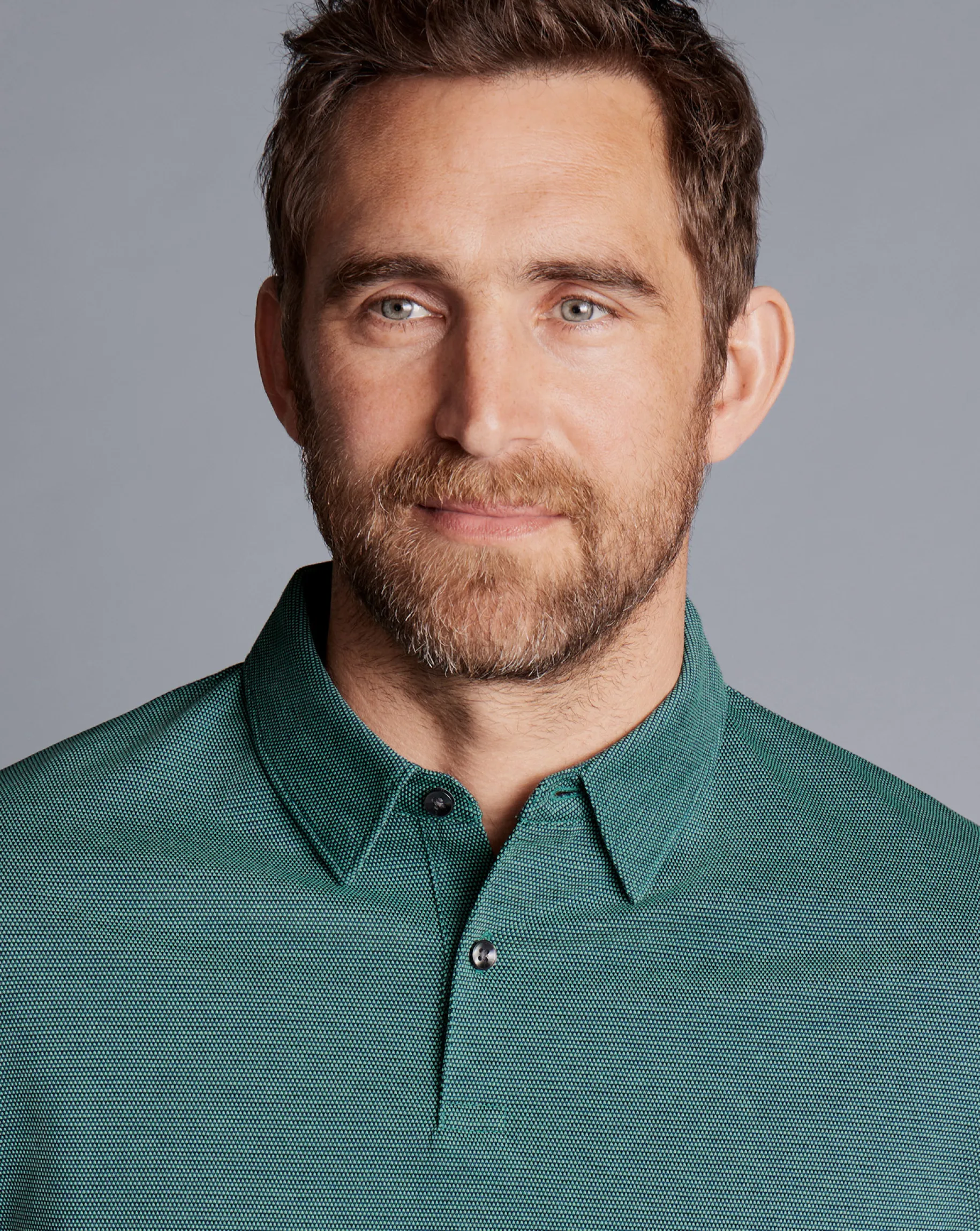 Shirt Sale|Polos<Charles Tyrwhitt Jacquard Polo - Petrol Blue