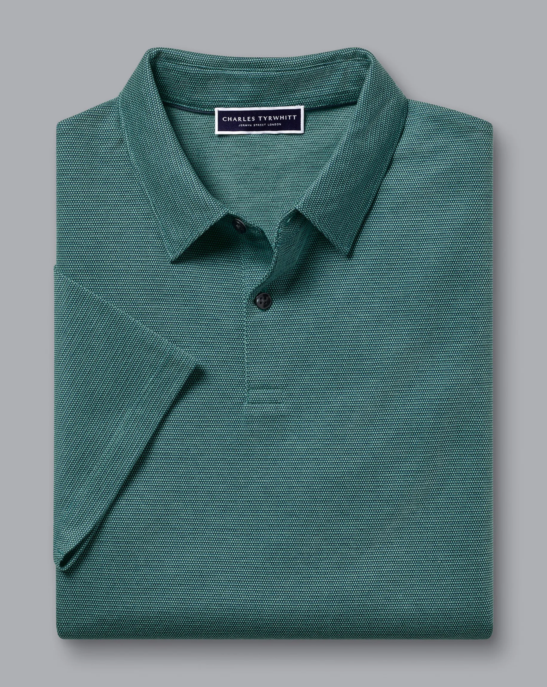 Shirt Sale|Polos<Charles Tyrwhitt Jacquard Polo - Petrol Blue