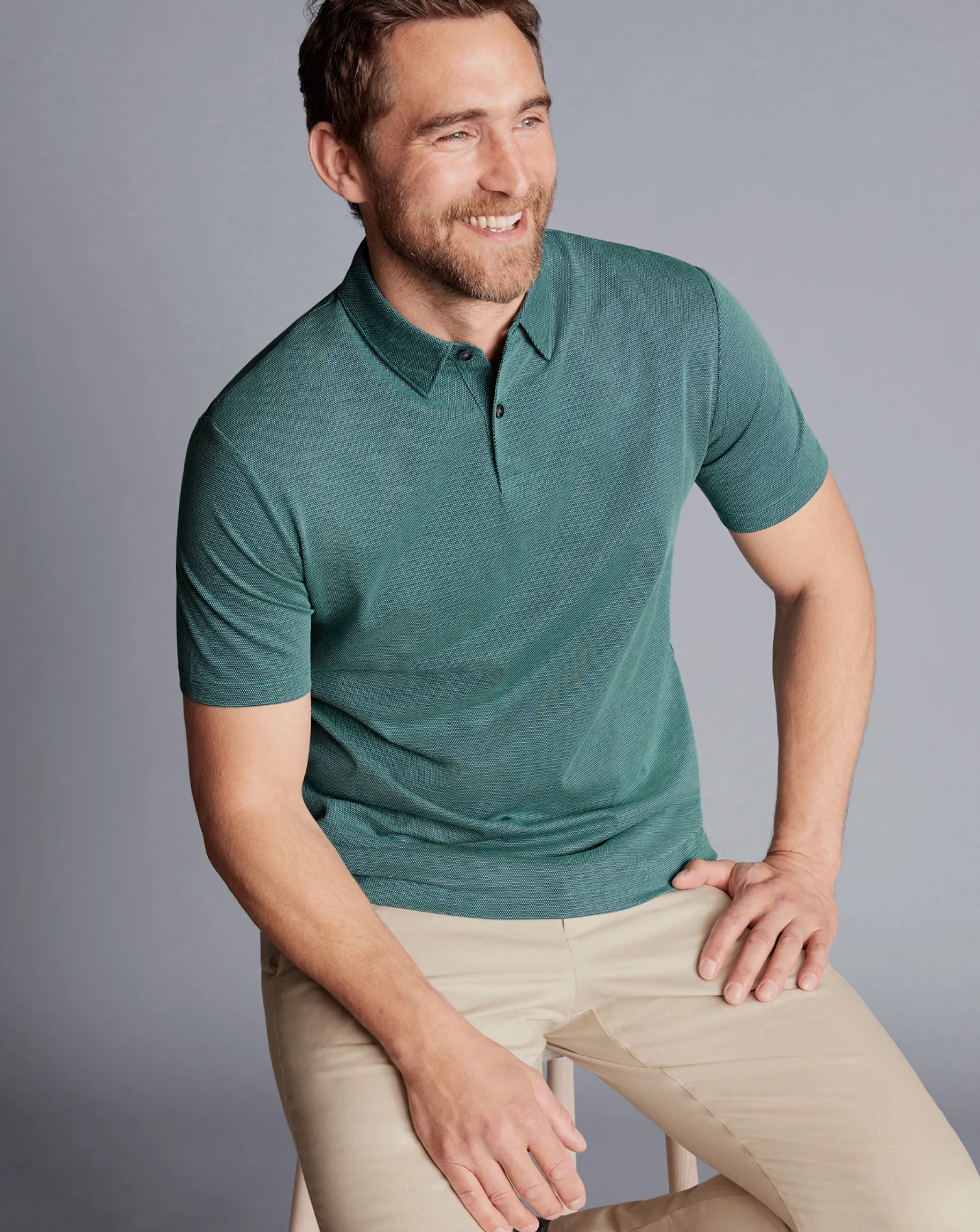 Shirt Sale|Polos<Charles Tyrwhitt Jacquard Polo - Petrol Blue