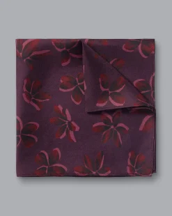 Pocket Squares<Charles Tyrwhitt Large Floral Print Silk Pocket Square - Blackberry Purple