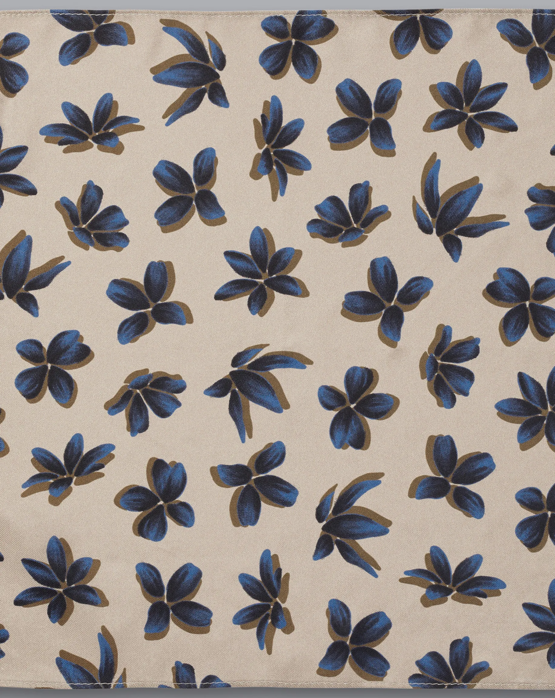 Accessories<Charles Tyrwhitt Large Floral Print Silk Pocket Square - Oatmeal & Royal Blue Oatmeal & Royal Blue