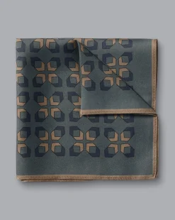 Accessories<Charles Tyrwhitt Large Geo Print Silk Pocket Square - Green