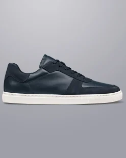 Sneakers|Blue Shoes<Charles Tyrwhitt Leather and Suede Cupsole Sneakers - Navy