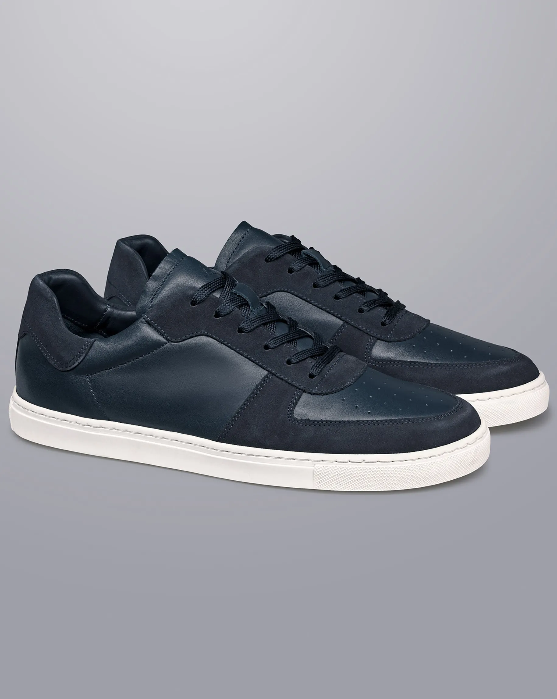 Sneakers|Blue Shoes<Charles Tyrwhitt Leather and Suede Cupsole Sneakers - Navy